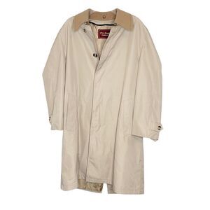 Jos A. Banks Vintage Tan Trench Coat Zip in Wool Liner and Button Collar 40 Long